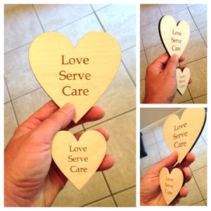 Love, Serve, Care Heart - 2.5 inches (Quantity Discounts)