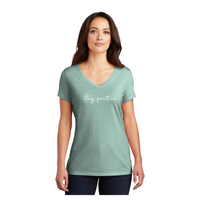 LADIES Stay Positive V-Neck Softstyle Tee