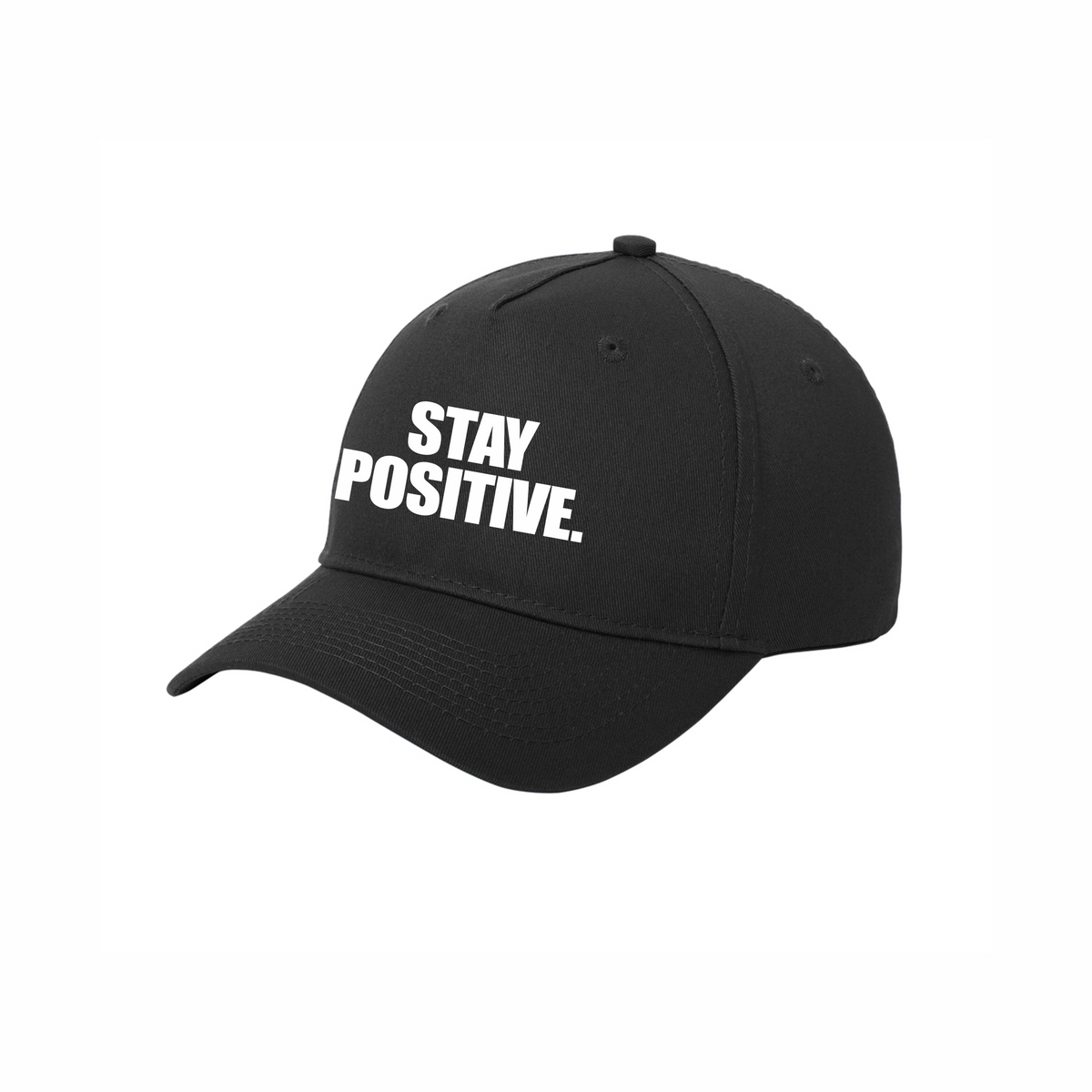 Stay Positive Classic Baseball Cap in black with white Graphic