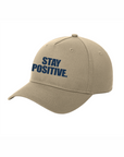 Stay Positive Classic Baseball Cap in Khaki with Navy Graphic