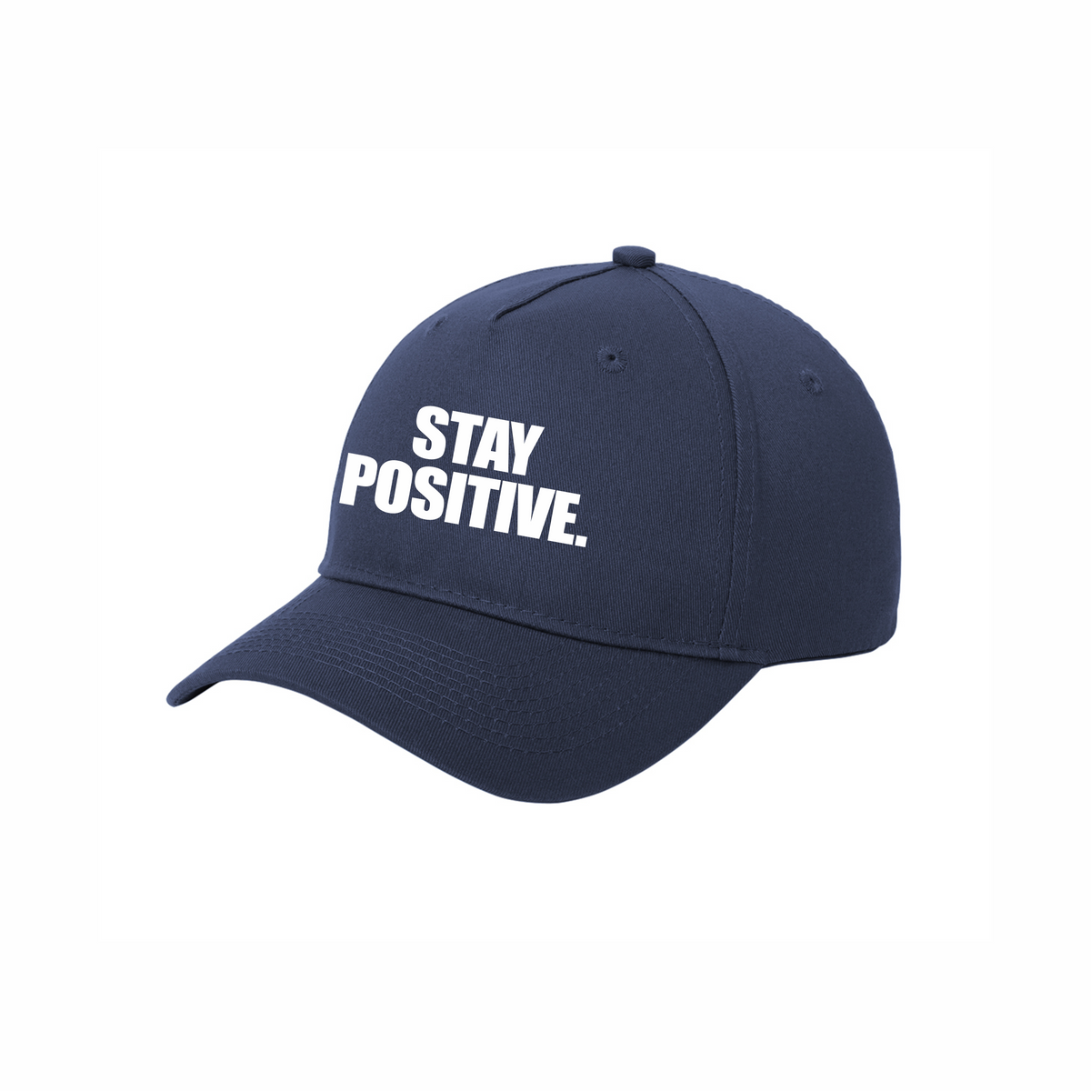 Stay Positive Classic Baseball Cap in navy with white Graphic